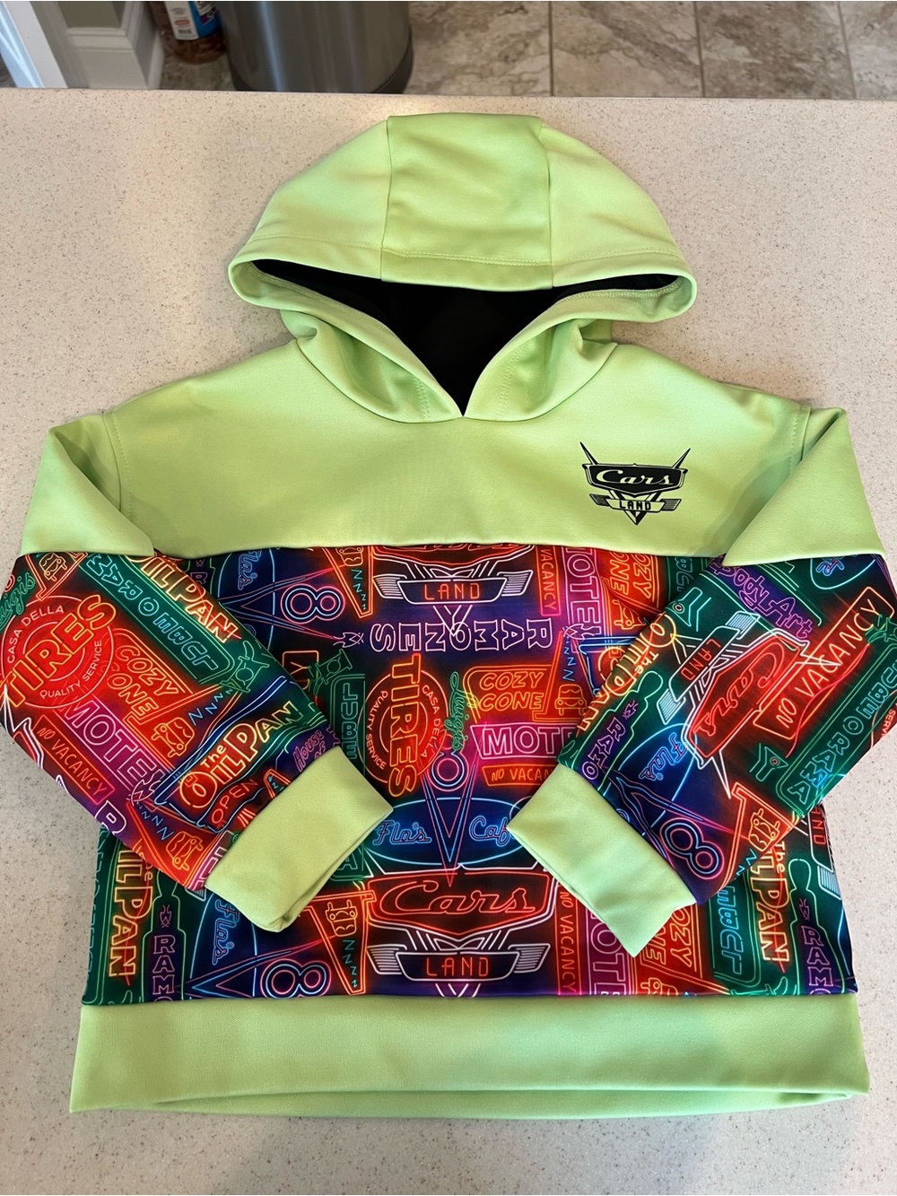DISNEY Cars Land Neon Lights Hooded Sweatshirt KIDS XS